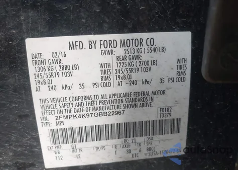 2016 Ford Edge Titanium from USA, damaged, VIN 2FMPK4K97GBB22967